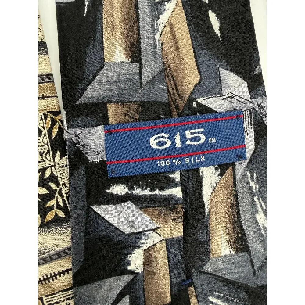 Vintage 615 Silk Necktie Lot Geometric Abstract Art Deco Mens Designer Ties